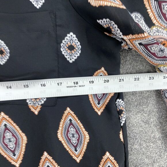 5/$45 Roz & Ali Dress Women M Medium Black Geometric Shift Short Crew Neck - Picture 7 of 9